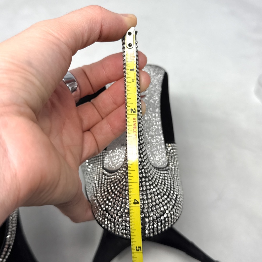 Rene Caovilla Strass Embellished Suede Pointed Toe Open Back Ankle Bootie Heels - Picture 15 of 16